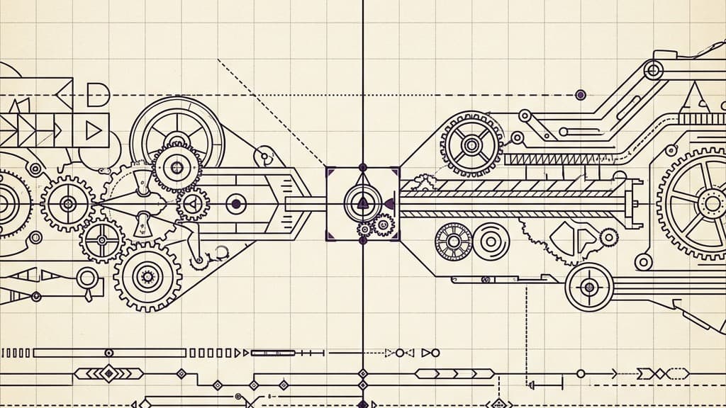 A purely visual diagram showing a complex mechanical timeline intersecting with a precise crosshair, pinpointing a single optimal moment