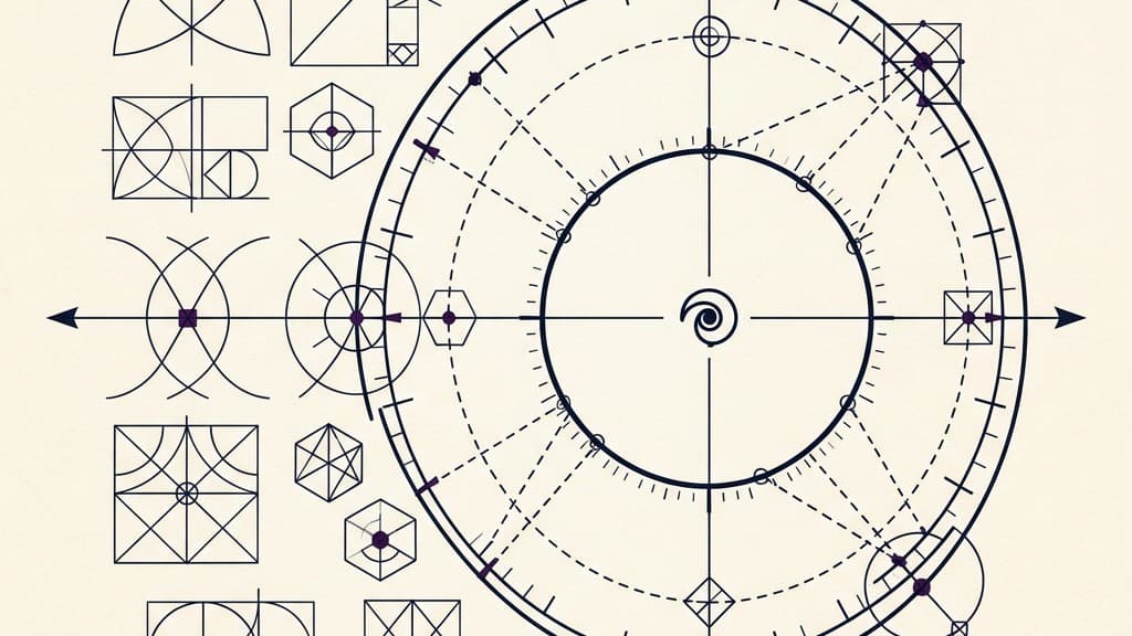 Schematische Darstellung zweier konzentrischer Kreise mit einer kleineren inneren Umlaufbahn, die durch gestrichelte technische Linien auf eine größere äußere Bahn projiziert wird